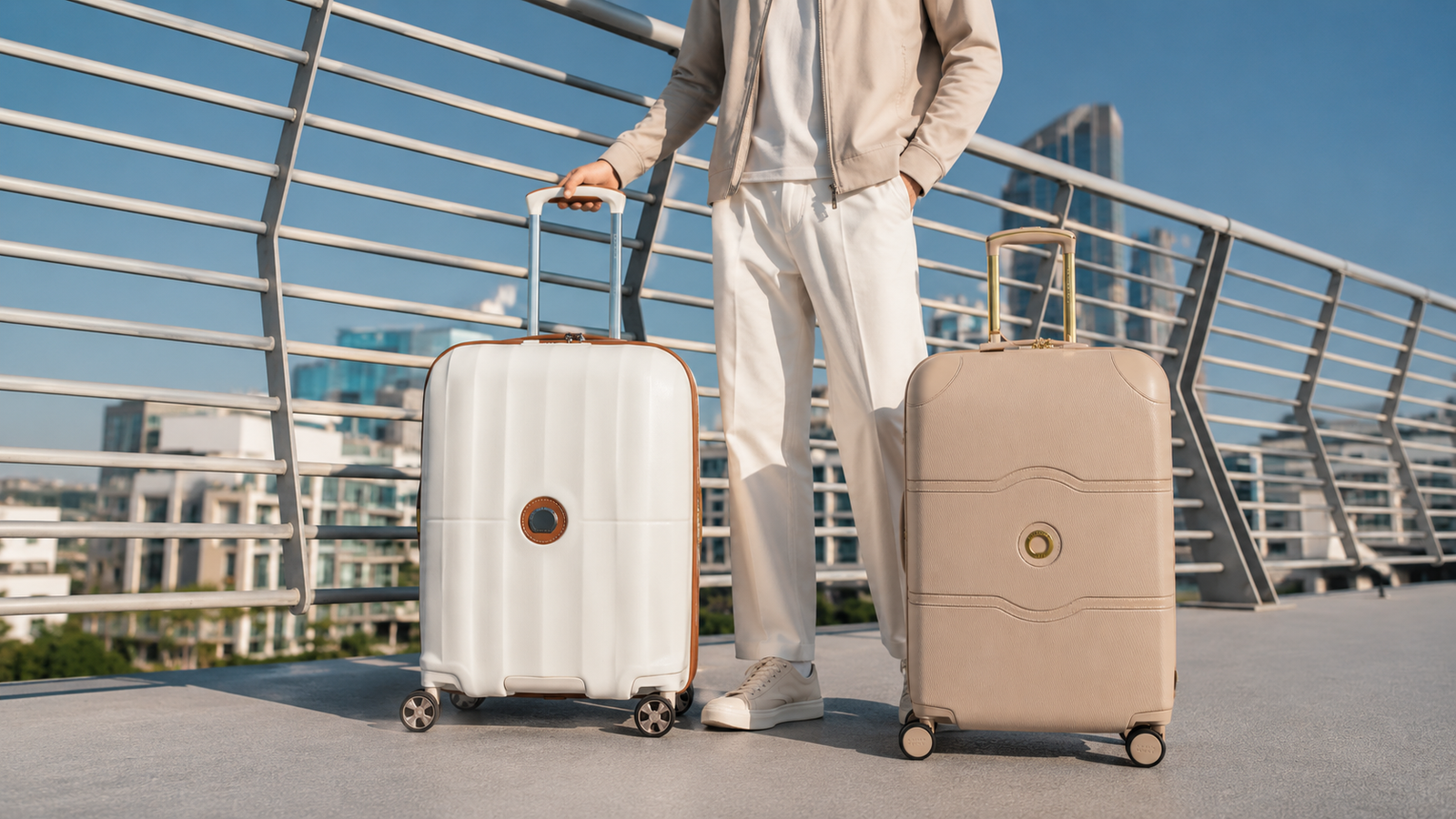 Caprese hardshell suitcase on marble, soft window light